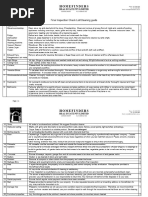 Cleaning Check List