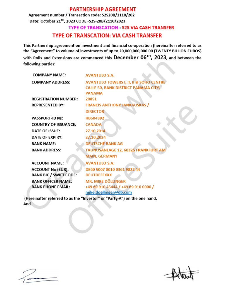 DOA-DROPBPX-CASH TRANSFER - 20 B - Agreementt | PDF