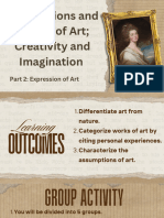 Assumptions and Nature of Art Creativity and Imagination