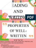 Properties of Well Written Text - R&W