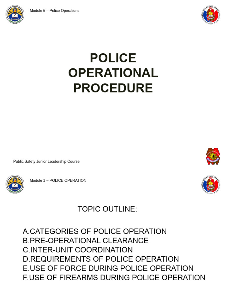 Police Operational Procedures POP PDF Police Use Of Force