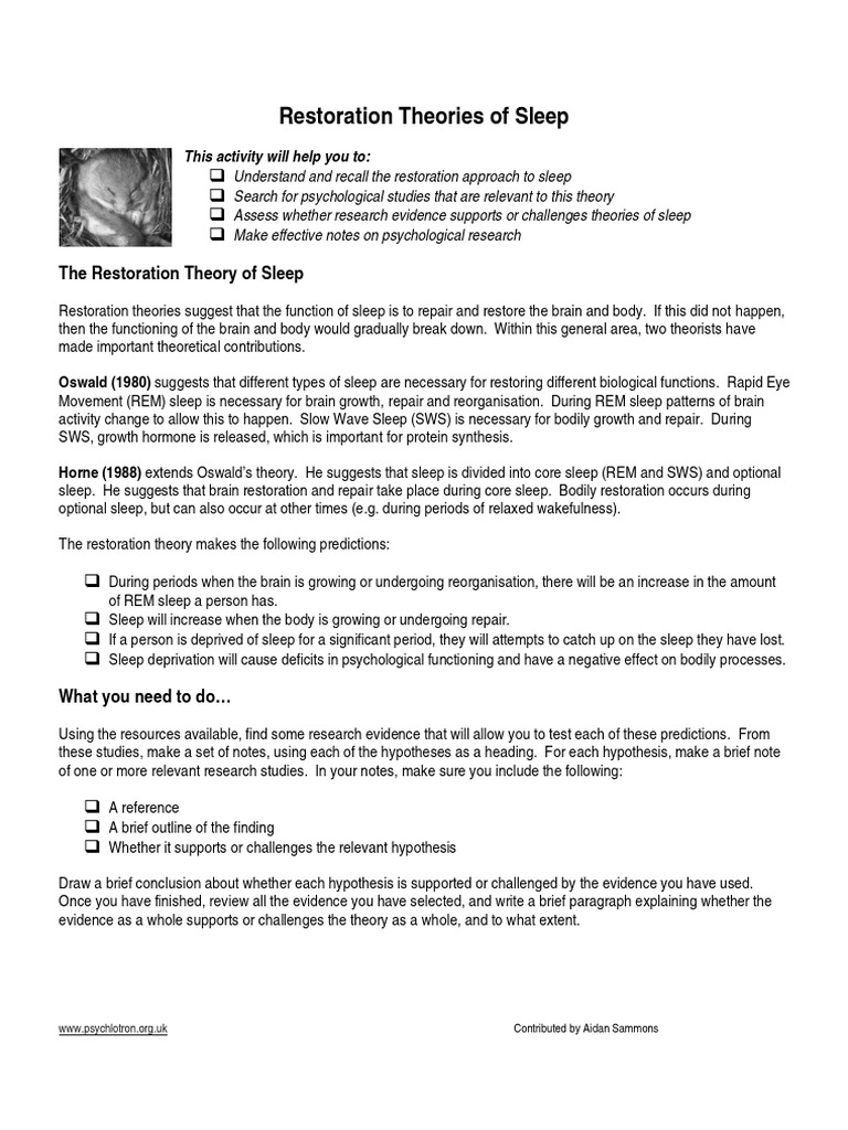 Restoration Theories of Sleep The Restor | PDF | Sleep | Rapid Eye ...