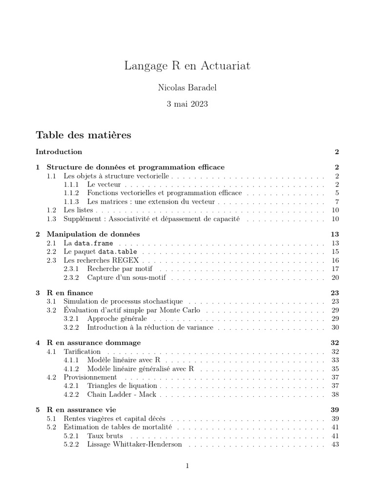 Introduction au Langage R en Actuariat | PDF | Méthode de Monte-Carlo ...