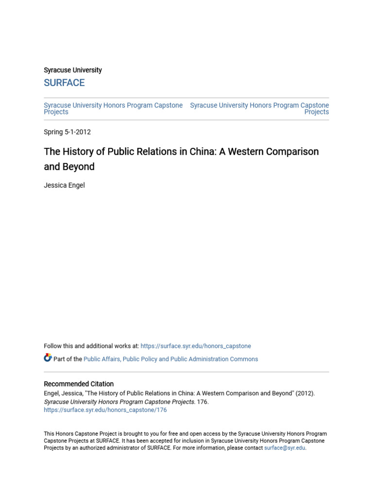 Public Relations Evolution in China PDF Public Relations China