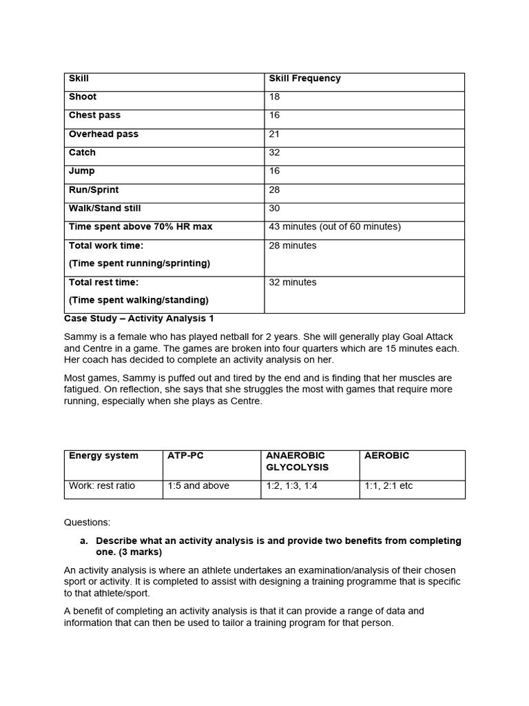 Case study activity analysis 1 with example answers pdf aerobic