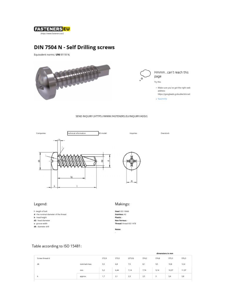 DIN 7504 N Self Drilling Screws PDF Screw Machining