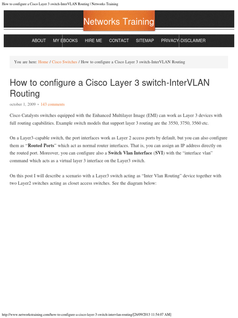 Configuring InterVLAN Routing on Cisco L3 Switch | PDF | Ip Address ...