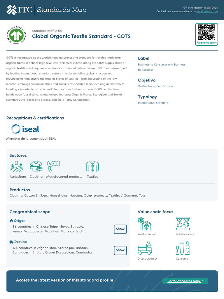 GOTS Certification Overview 2024 | PDF | Textiles | Economies