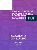 E Book 60 Tipos Postagens