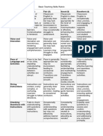 Basic Teaching Skills Rubric