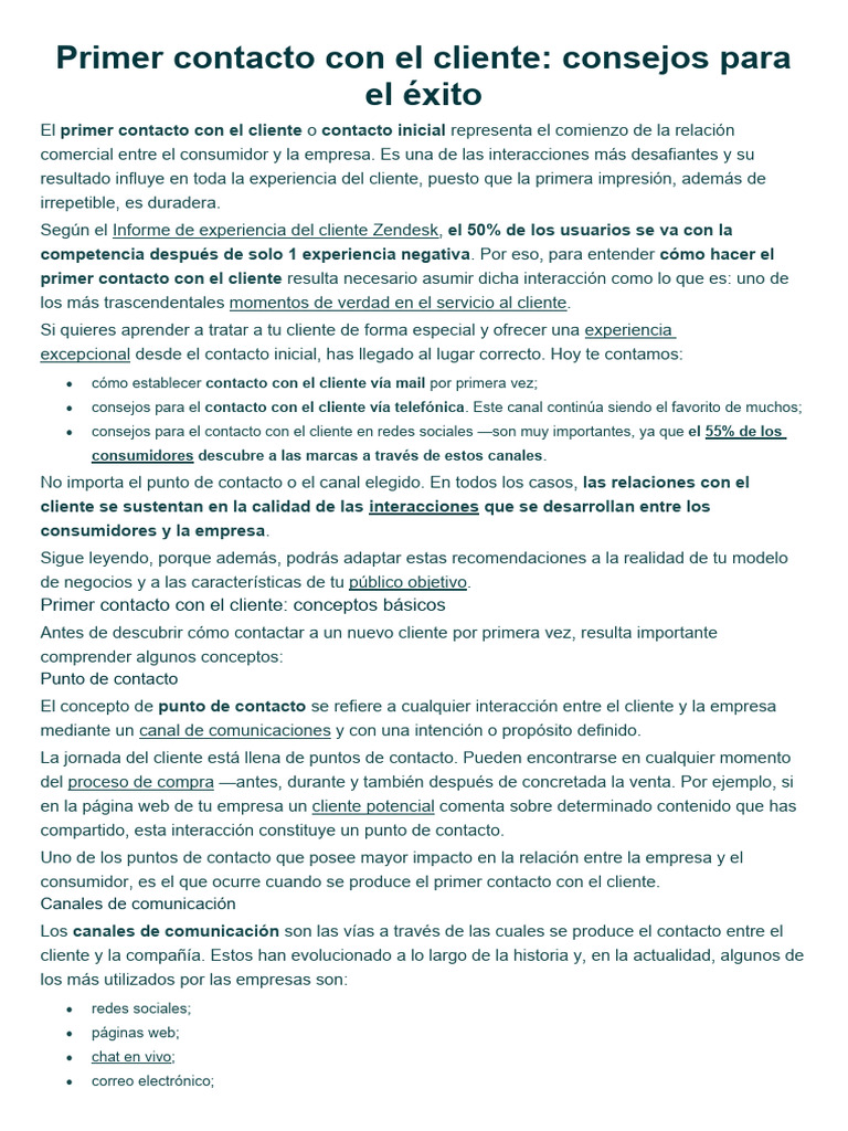 Primer contacto exitoso con el cliente | PDF | Business | Cliente