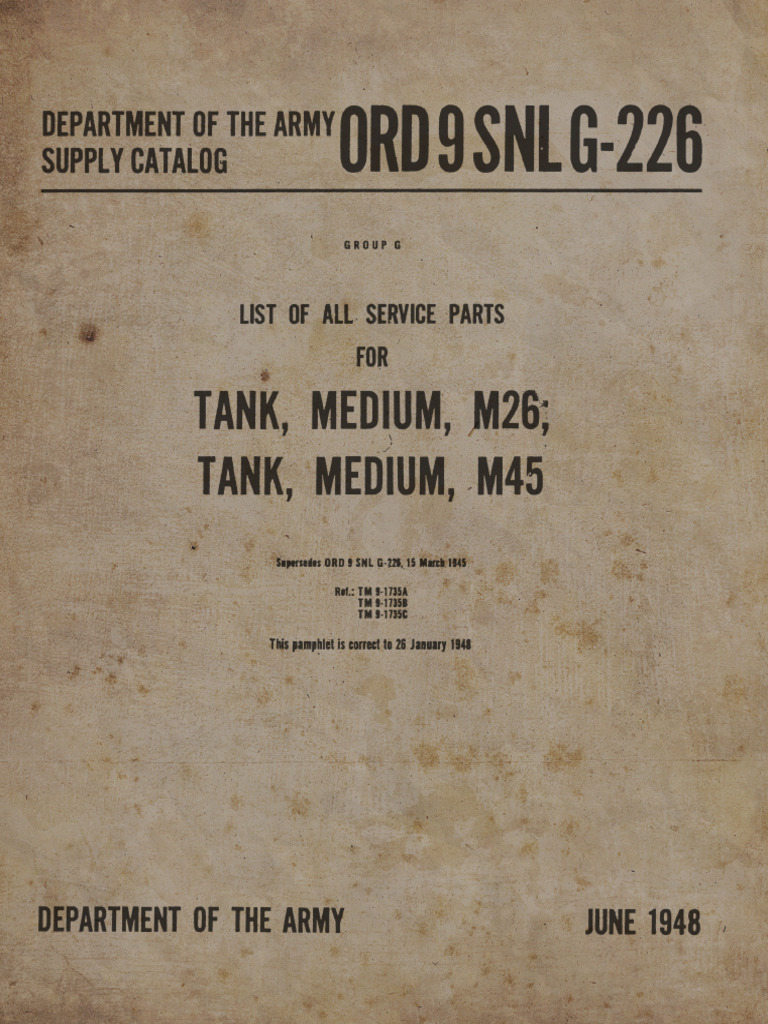M26 and M45 Tank Medium SNL G-226 ORD9 1948 | PDF | Internal