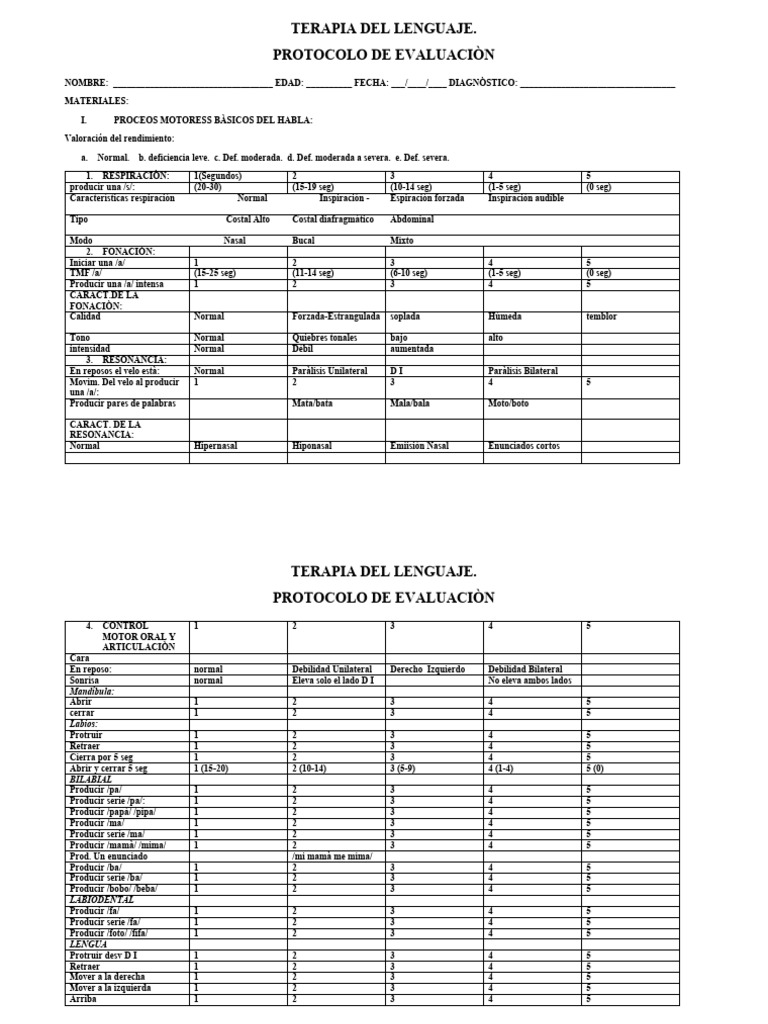 Evaluación de Traquilalia en Terapia del Lenguaje | PDF | Lingüística ...