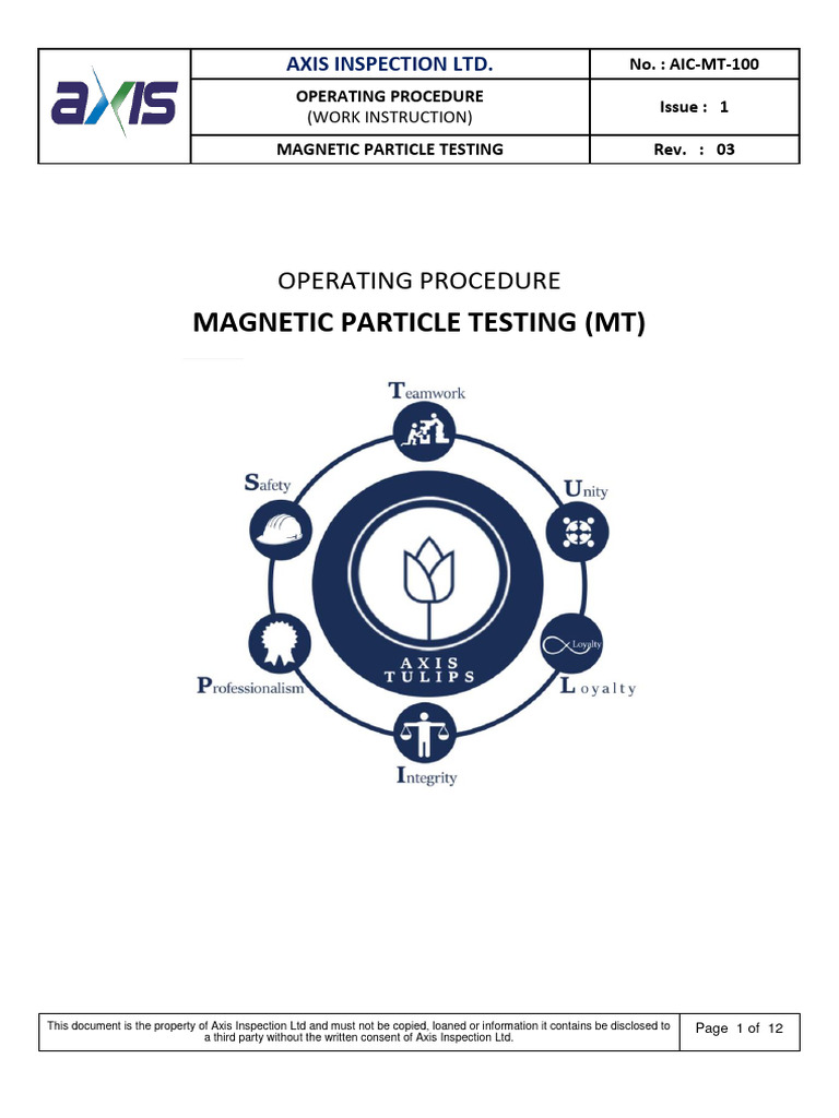 Magnetic Particle Testing Procedure | PDF | Nondestructive Testing ...