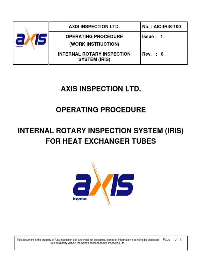 IRIS Inspection Procedure for Heat Exchangers | PDF | Nondestructive ...