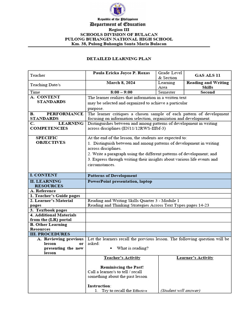 Patterns of Paragraph Development | PDF | Career & Growth | Art