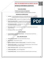 Biology Wonder Sheet For Neet 2023 - Scientists Contribution