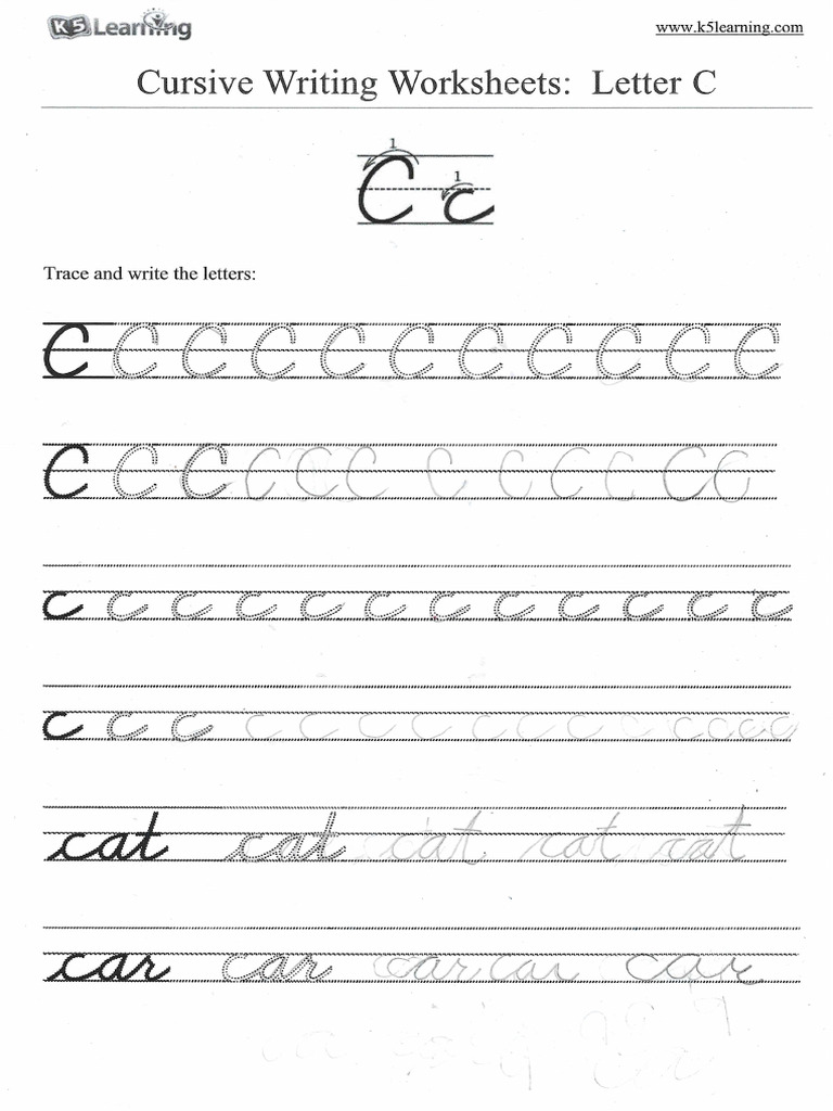 Cursive Writing - Letter CC | PDF