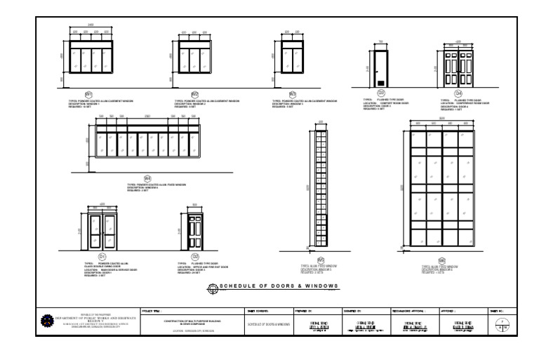 W1 W2 W3 D3 D4: Schedule of Doors & Windows | PDF | Door | Building ...