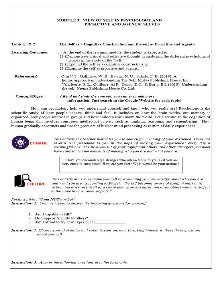 Module 3 Pdf Self Concept Self