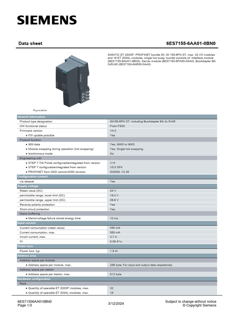 6ES71556AA010BN0 Datasheet en | PDF | Electrical Engineering | Electronics