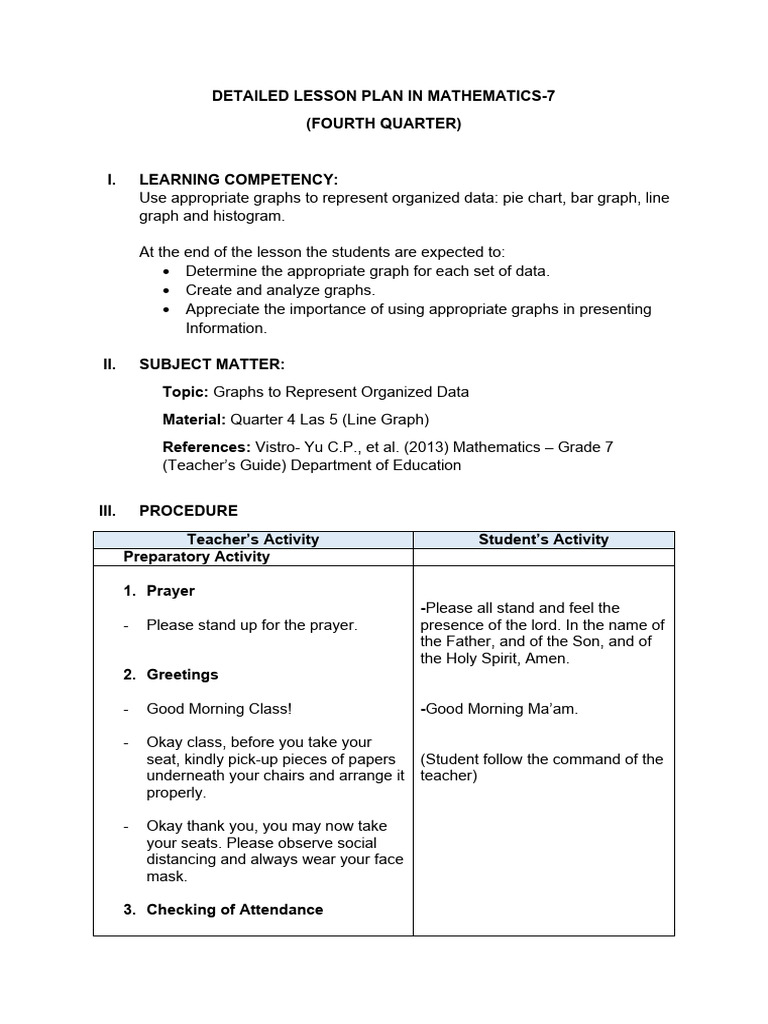 Line Graphs Lesson Plan for Grade 7 | PDF | Chart