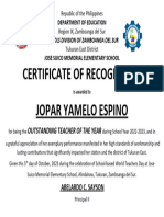 Outstanding Certificate