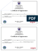 Certificate of Appearance Blank Form