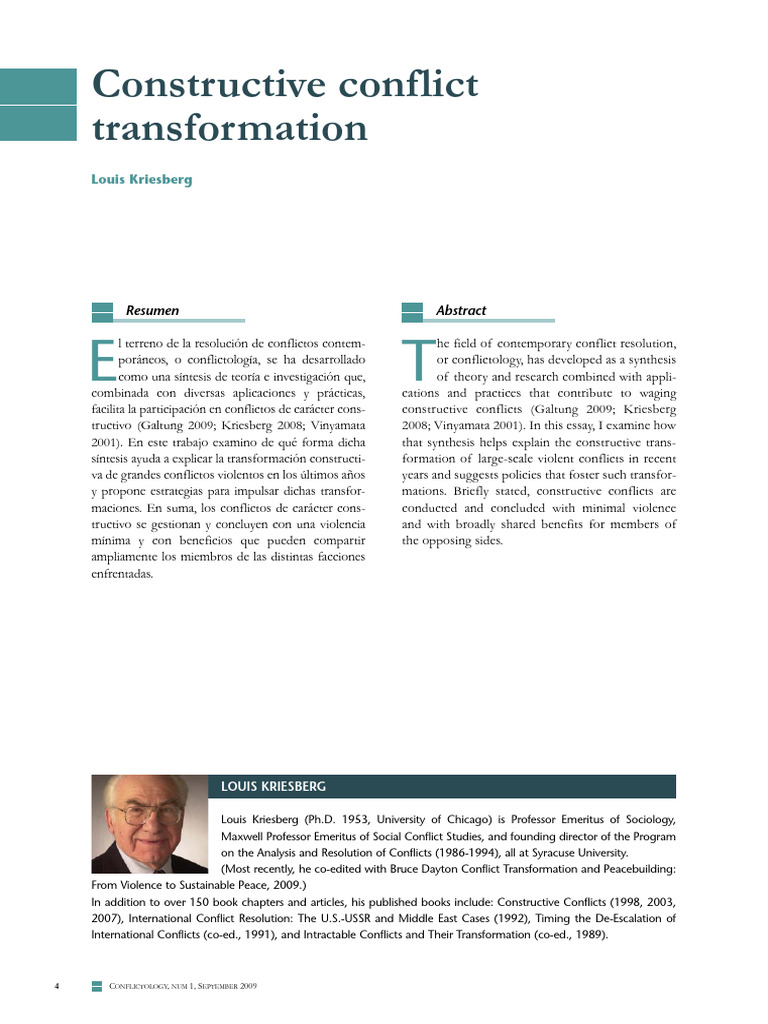 Constructive Conflict Transformation Insights | PDF | Conflict ...