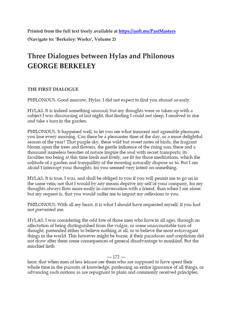 Berkeley Three Dialogues, 1st Dialogue | PDF | Senses | Mind
