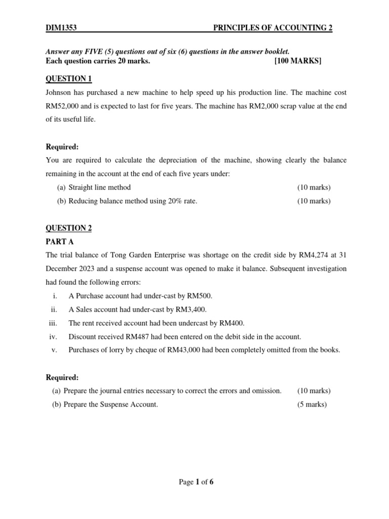 Principles of Accounting 2 Exam | PDF | Debits And Credits | Business