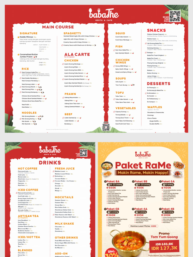 Menu Highlights at BabaThe Resto | PDF | Foods | Cuisine