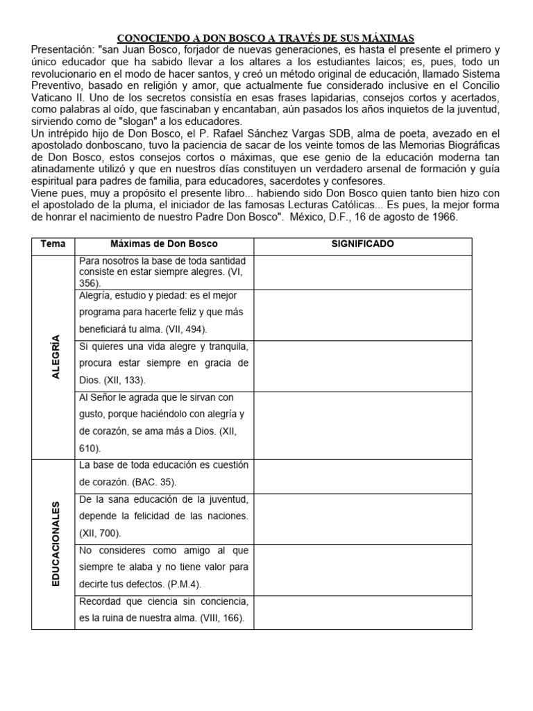 Conociendo A Don Bosco Lectura Pdf