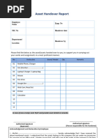 Asset Handover Report