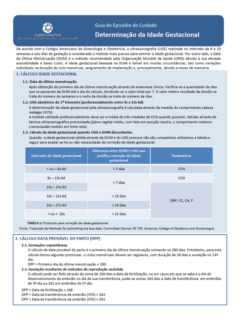 Determinacao Da Idade Gestacional | PDF