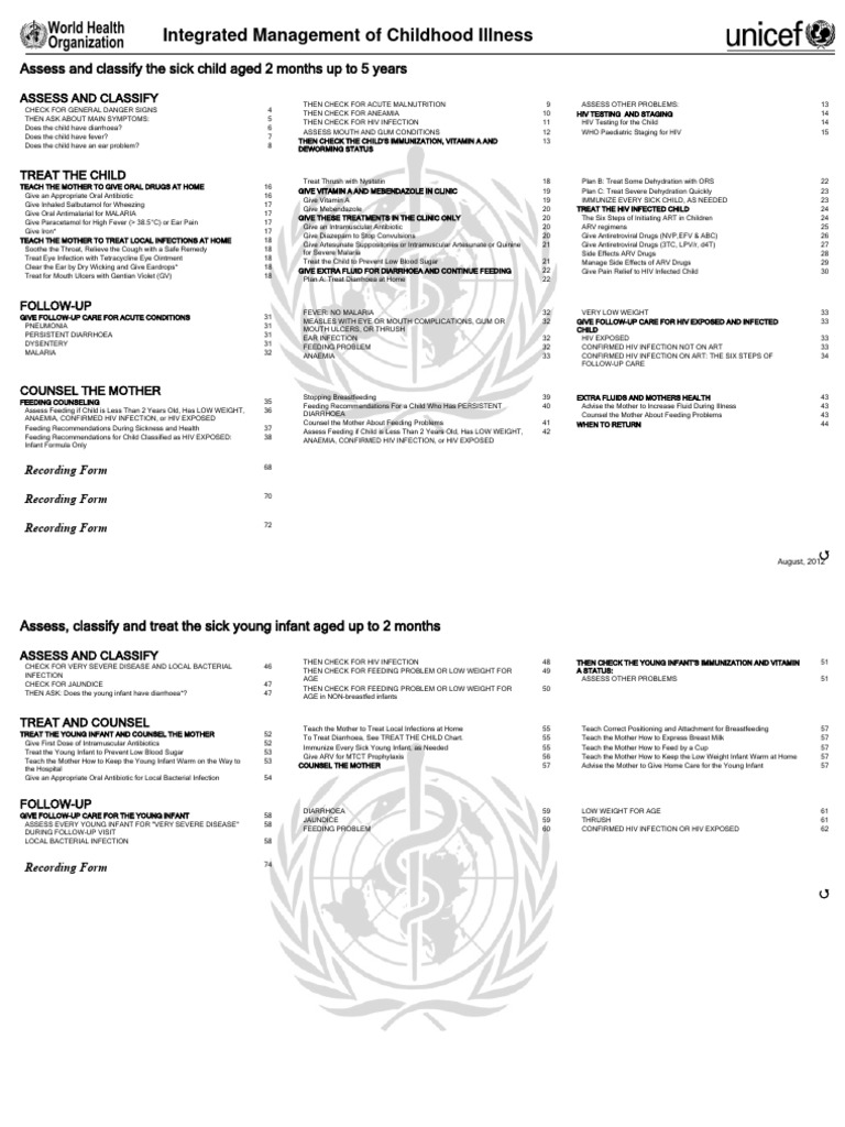 Integrated Management of Childhood Illness Booklet 1 | PDF