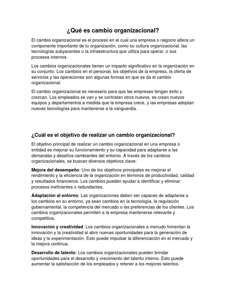 Cambio Organizacional | PDF | Business | Gestión del cambio