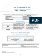 Calendrier Universitaire 2023-2024