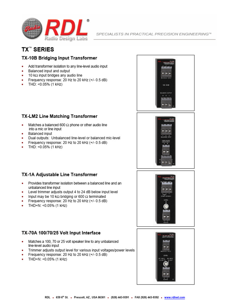 TX Series: TX-10B Bridging Input Transformer | PDF | Computers