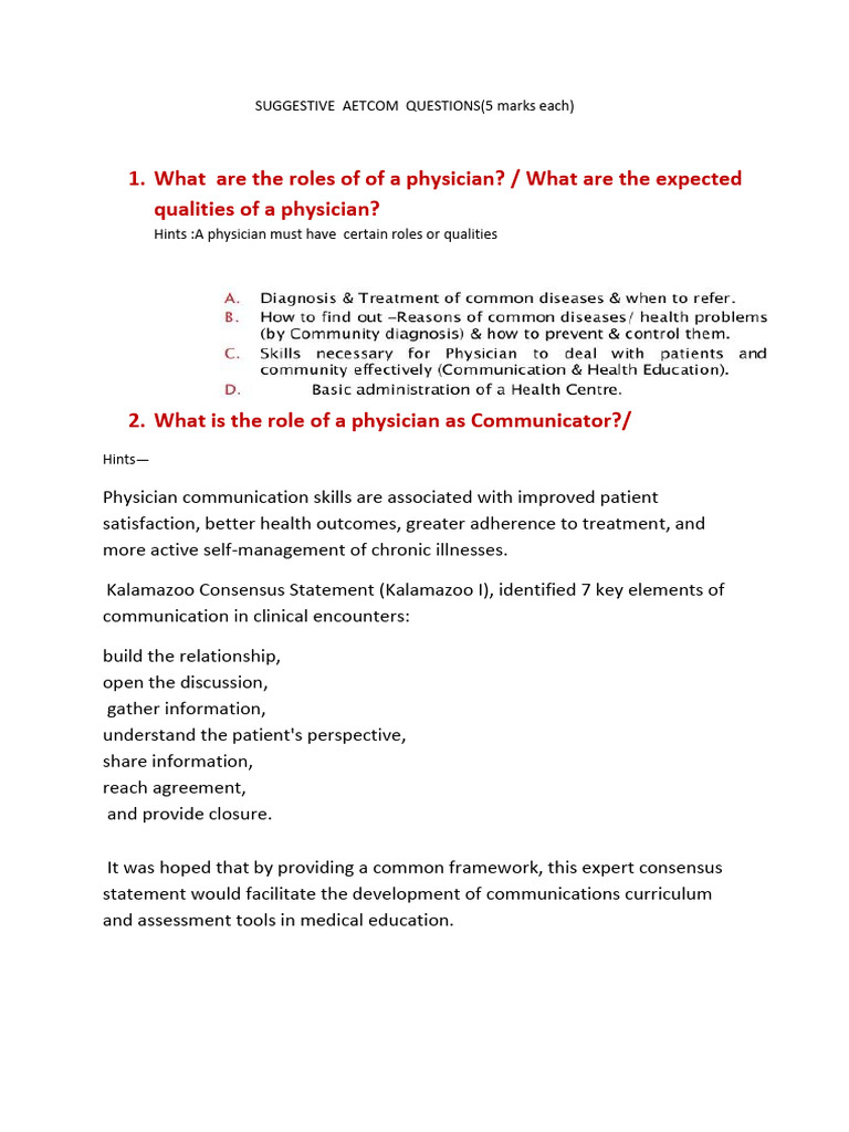 AETCOM: Key Questions for Medical Students | PDF | Medical Education ...