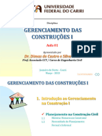 Aula 01 - Introd Gerenciamento de Construoes I 2022.2