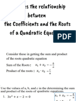 Describes the Relationship Between the Coefficients and the Roots of a Quadratic Equation