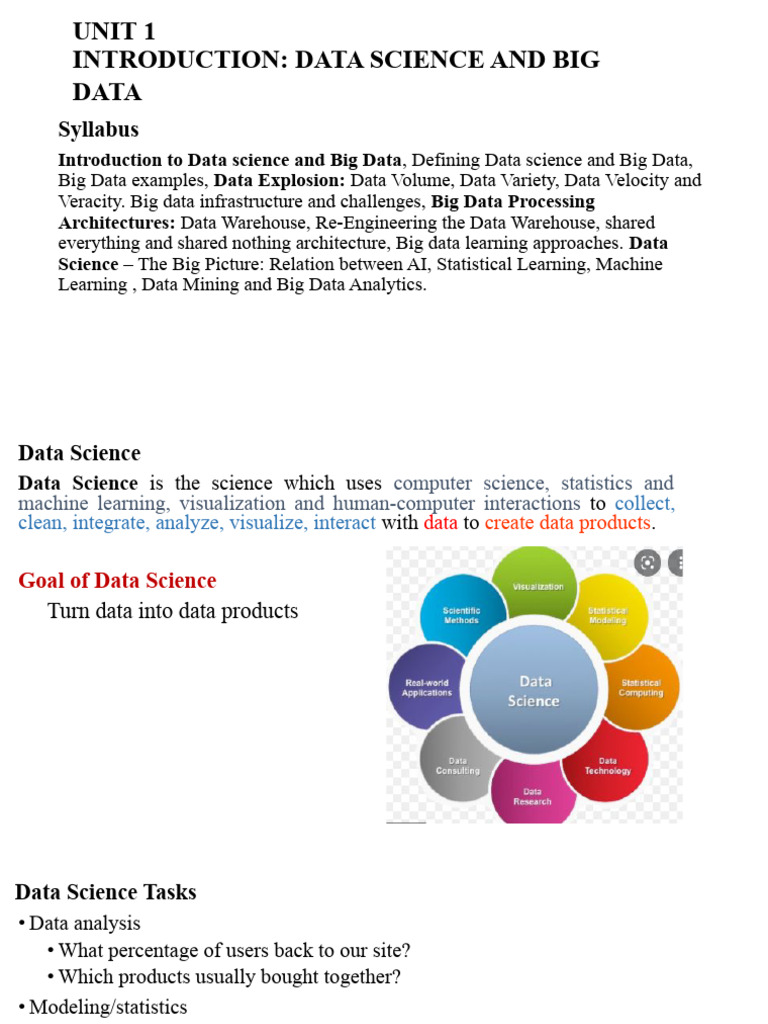 Unit 1 Introduction: Data Science and Big Data: Syllabus | PDF | Data ...