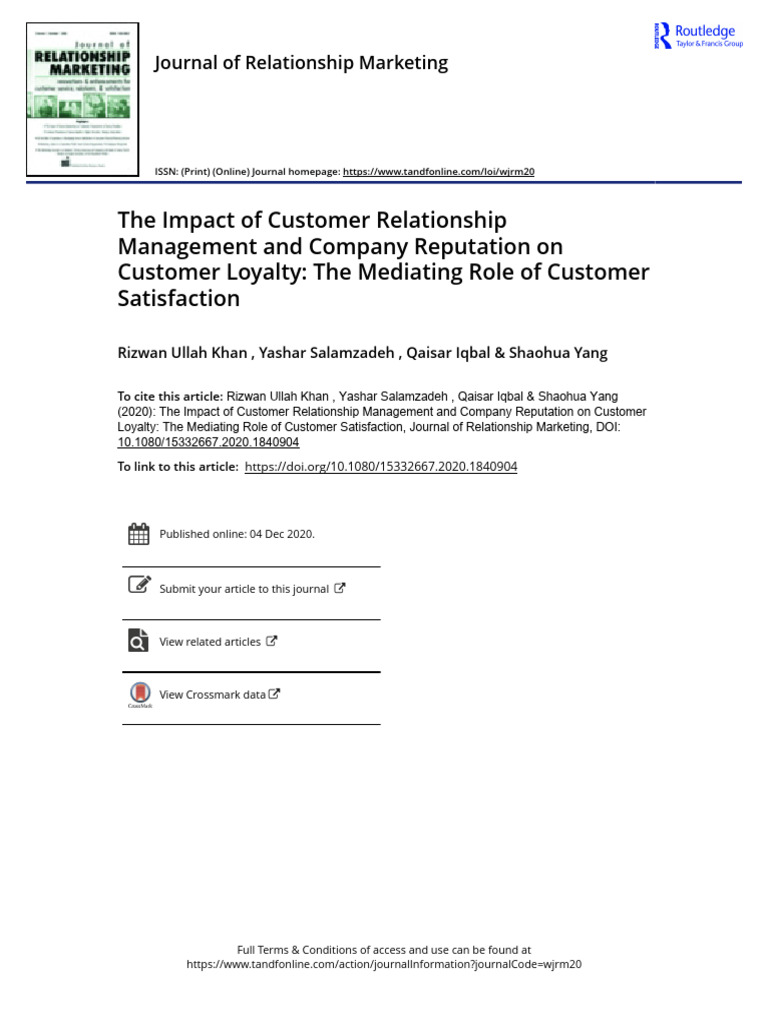 CRM and Reputation's Role in Loyalty | PDF | Customer Relationship ...