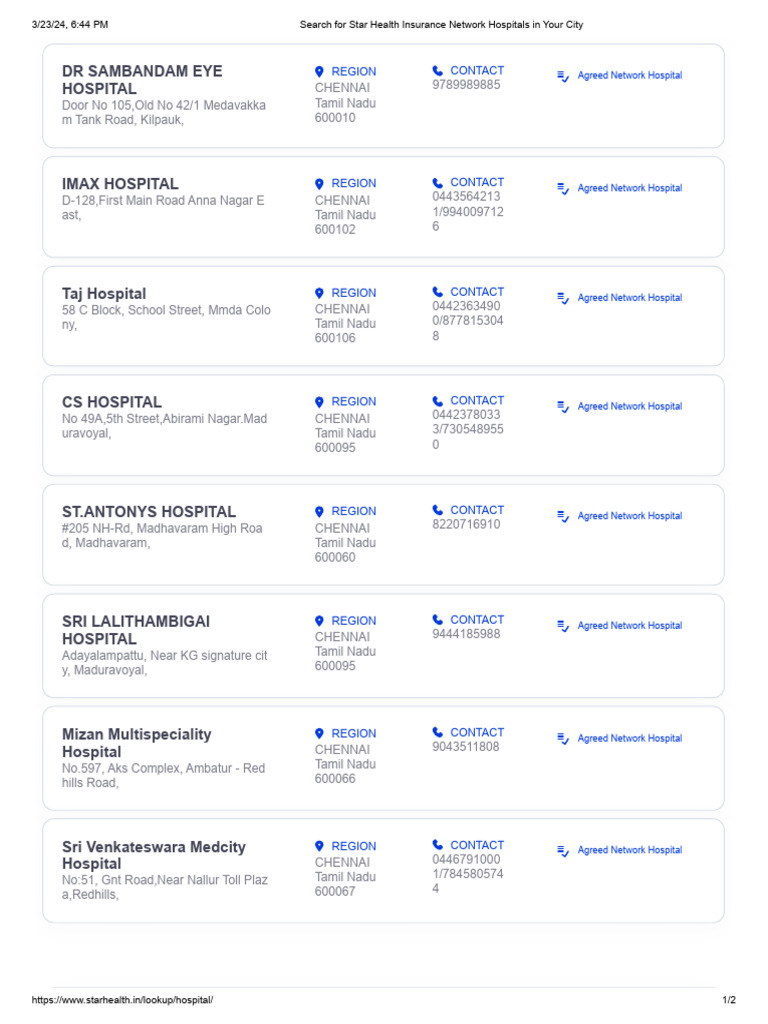 Search For Star Health Insurance Network Hospitals in Your City ...