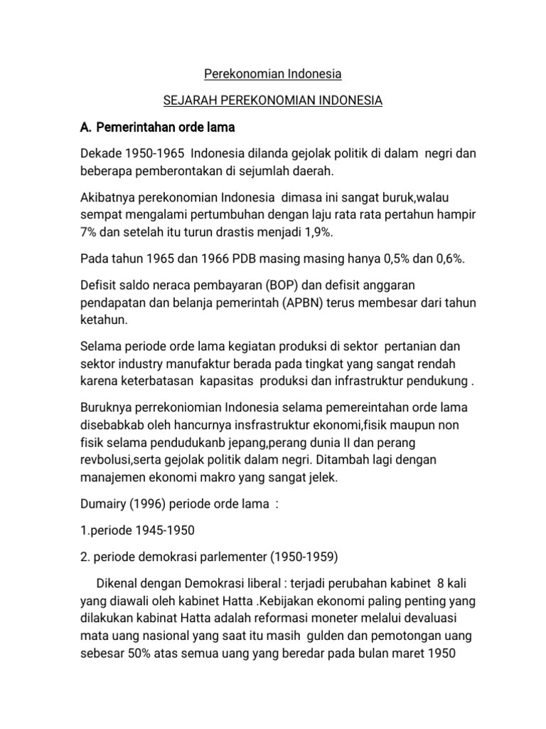 Sejarah Perekonomian Indonesia 1945-2021 | PDF …
