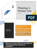 Planning A Written Test: Lesson 4