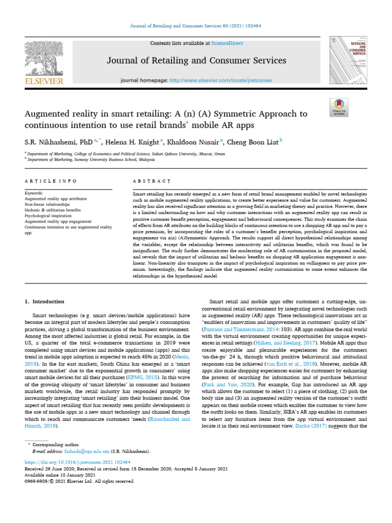 Augmented Reality In Smart Retailing A N A Symmetric Approach To