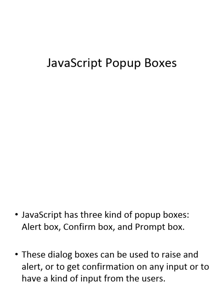 Javascript Popup Boxes | Download Free PDF | Dialog Box | Button ...