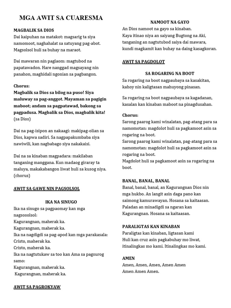 Mga Awit Sa Cuaresma | PDF